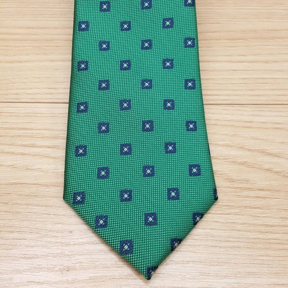 CLUB ROOM Mens Neck Tie Green Medallion Geo Neat Classic Necktie